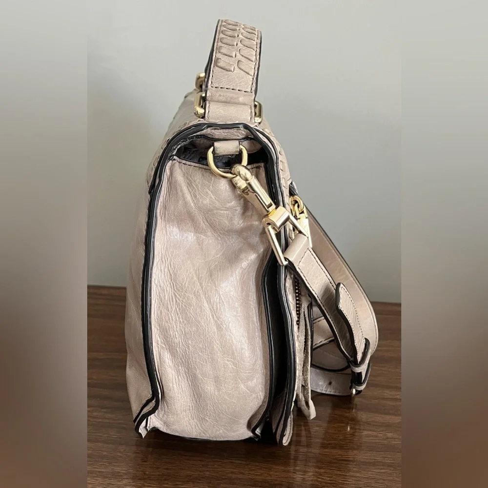 Rebecca Minkoff Distressed Leather, 'Vanity Saddle' in Mushroom, Crossbody Bag - Picture 7 of 14